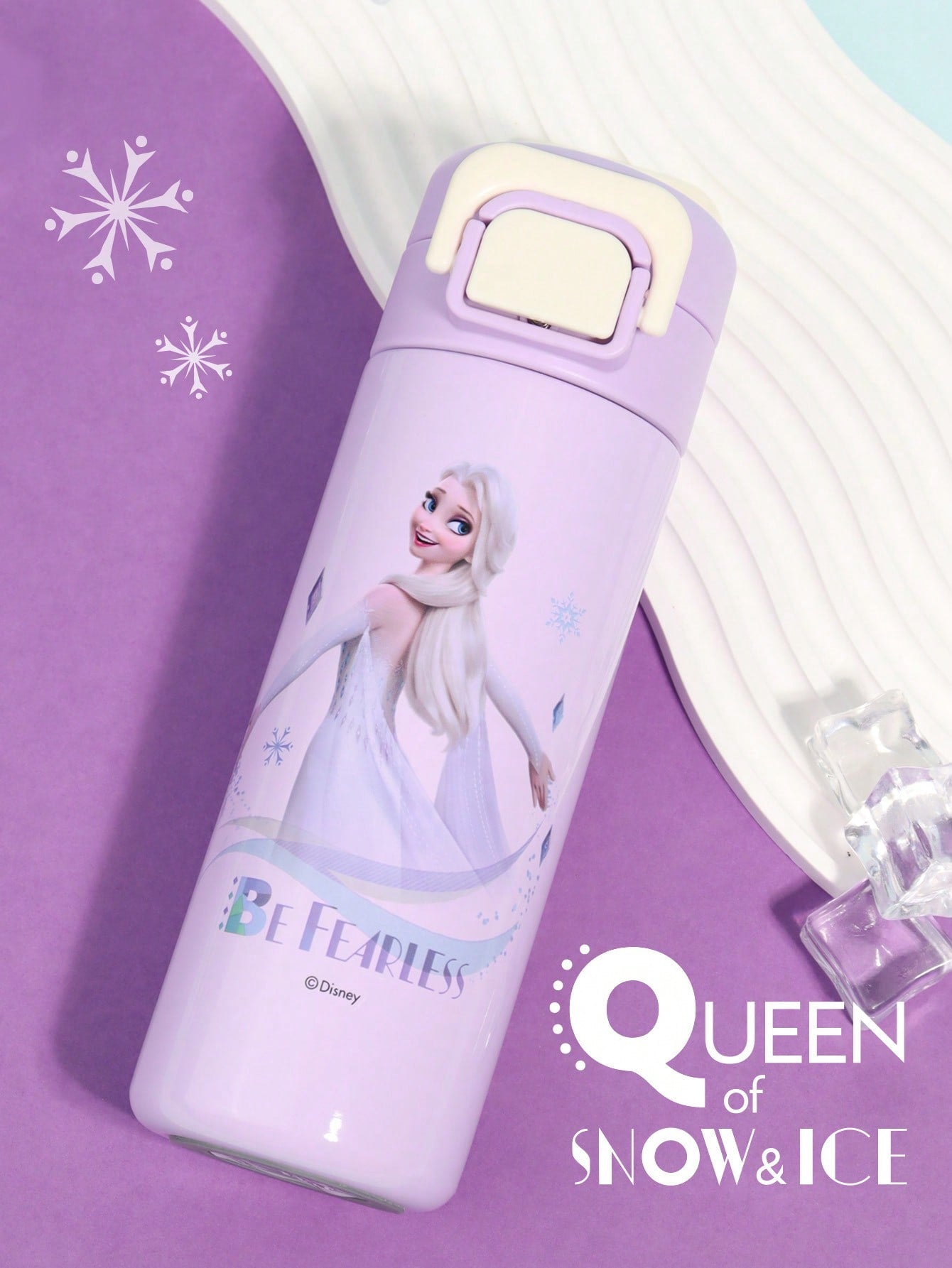 Disney 1pc Disney Elsa, Mickey, Stitch, Strawberry Bear Series 450ML Stainless Steel Children's Fashionable Direct Drinking Water Cup, Keeps Cold & Hot, Suitable For Daily Use