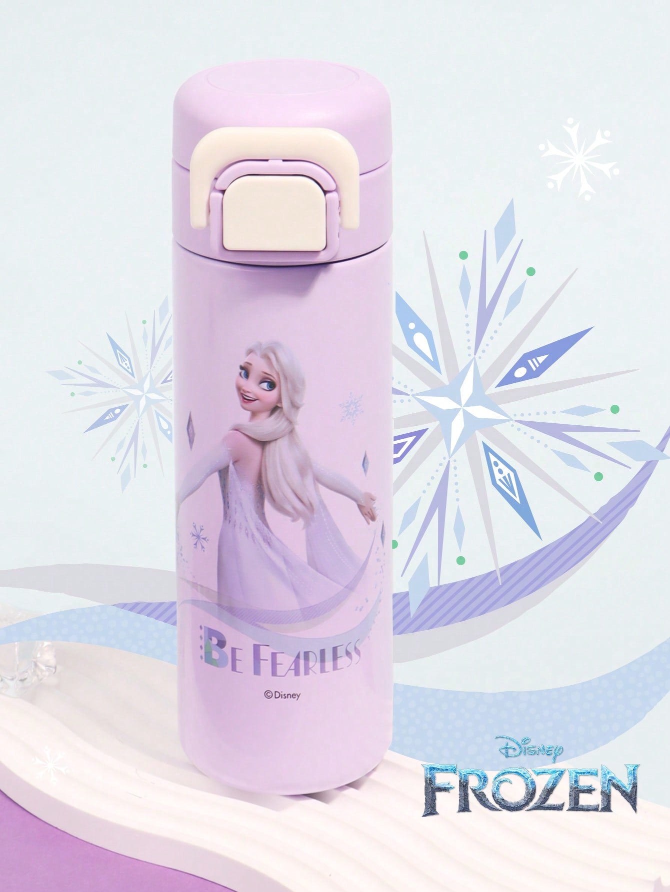 Disney 1pc Disney Elsa, Mickey, Stitch, Strawberry Bear Series 450ML Stainless Steel Children's Fashionable Direct Drinking Water Cup, Keeps Cold & Hot, Suitable For Daily Use