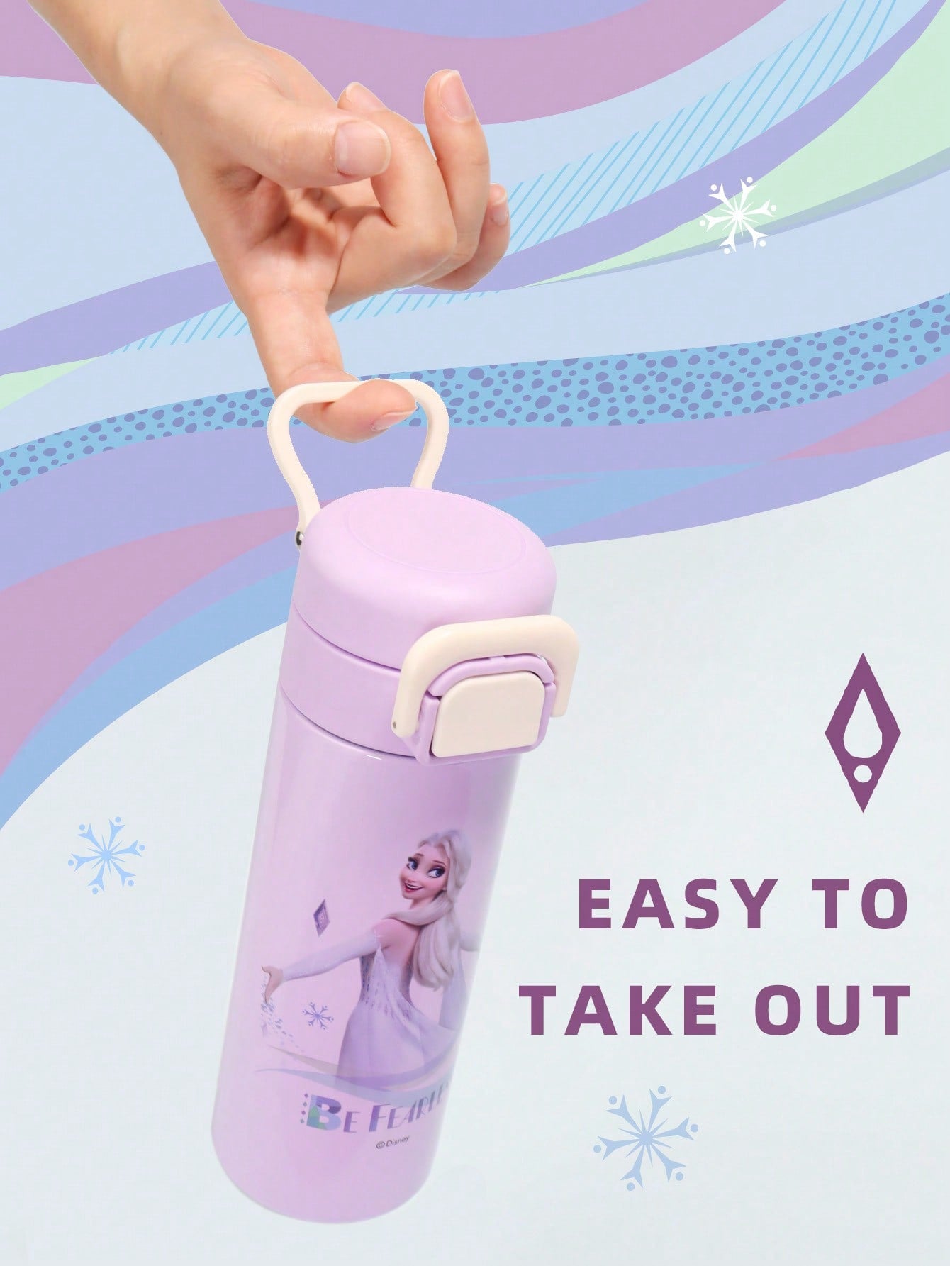 Disney 1pc Disney Elsa, Mickey, Stitch, Strawberry Bear Series 450ML Stainless Steel Children's Fashionable Direct Drinking Water Cup, Keeps Cold & Hot, Suitable For Daily Use
