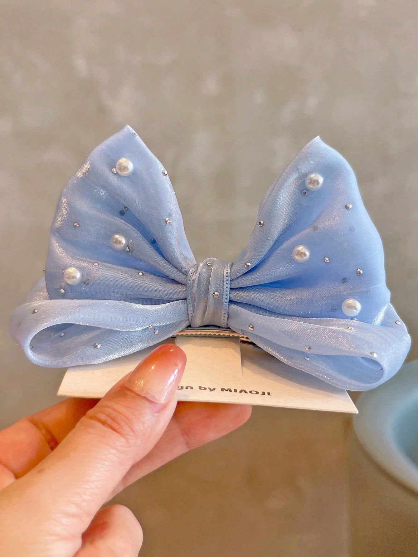 1pc Girls Cute Sweet Rhinestone Bowknot Decor Hair Clip (Shipped Without Card)