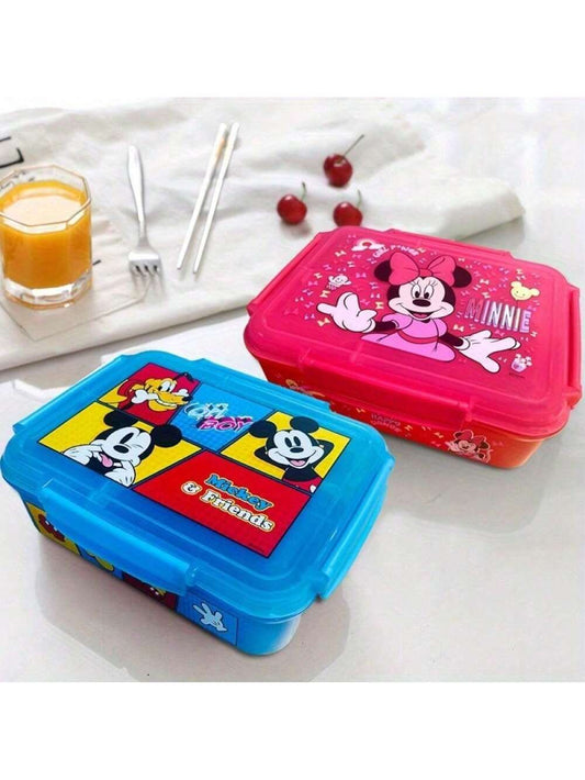 Disneyed Lunch Box - Kawaii Portable Bento Box For Work & School, Cartoon Cute Food Container With Large Capacity, Ideal For Outdoor Travel, Camping & Birthday Gifts,Pink,Blue,Four Grid Design 2 Small Seasoning Boxes Lunch Box