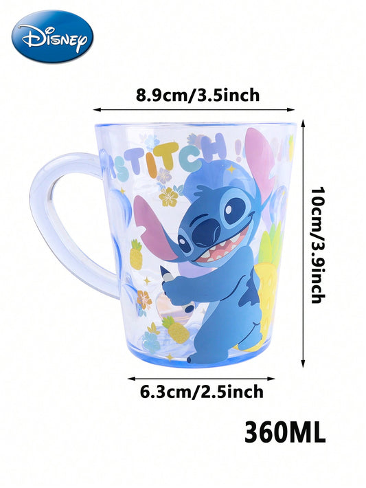 Disney 360ML Disney Officially Licensed Cute Cartoon Stitch Drop-Proof Transparent Brush Teeth Cup Household Mouthwash Cup Office Milk Coffee Tea Cup Couple Birthday Valentine's Day Gift Home Best Choice