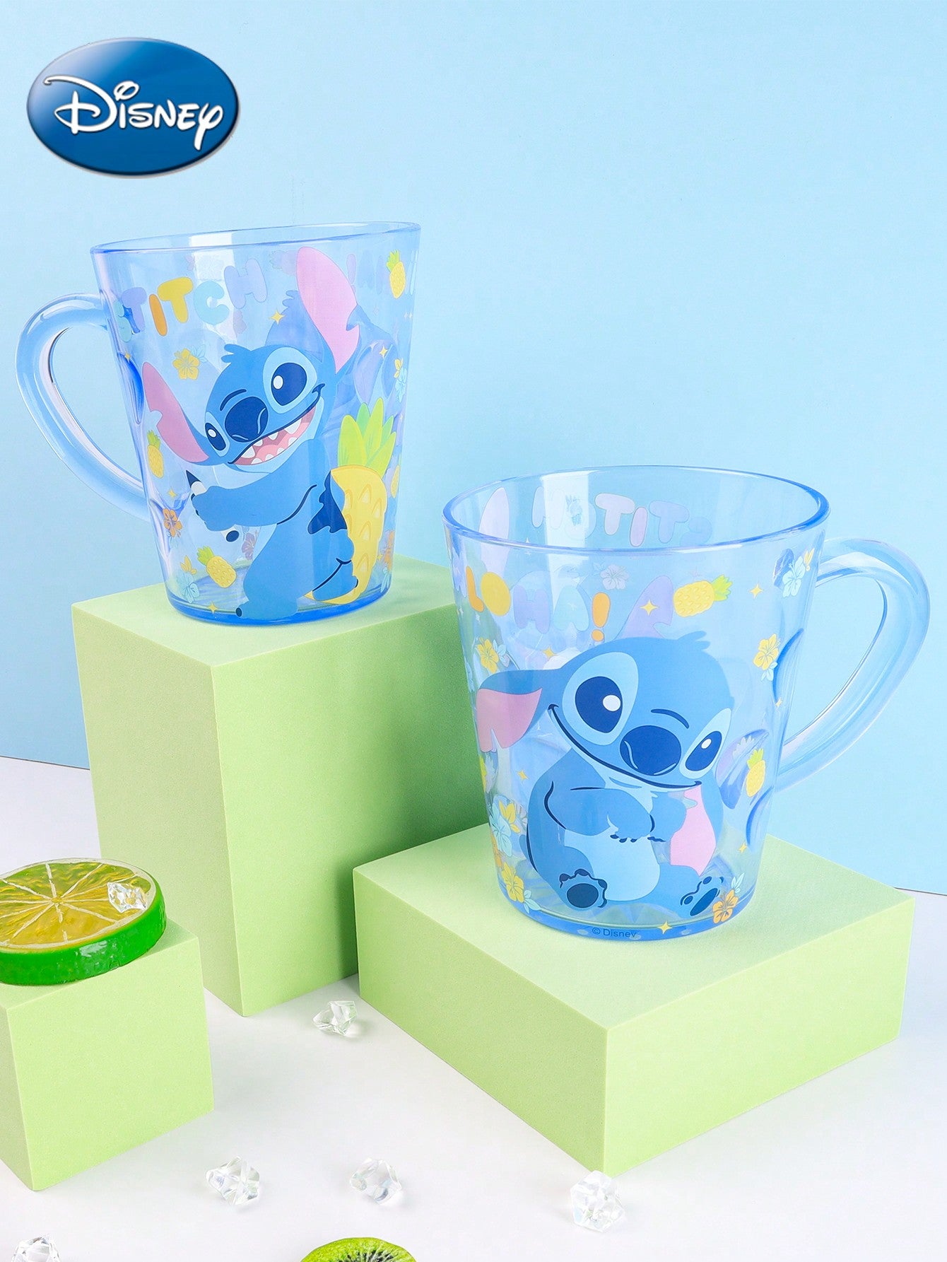 Disney 360ML Disney Officially Licensed Cute Cartoon Stitch Drop-Proof Transparent Brush Teeth Cup Household Mouthwash Cup Office Milk Coffee Tea Cup Couple Birthday Valentine's Day Gift Home Best Choice