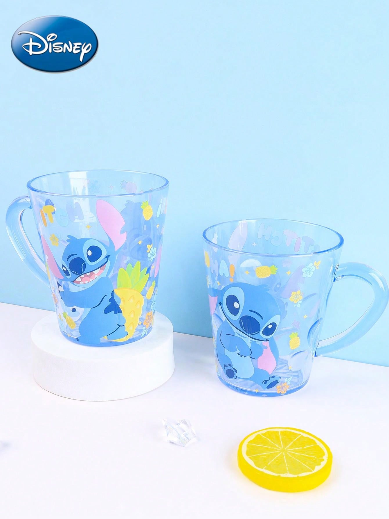Disney 360ML Disney Officially Licensed Cute Cartoon Stitch Drop-Proof Transparent Brush Teeth Cup Household Mouthwash Cup Office Milk Coffee Tea Cup Couple Birthday Valentine's Day Gift Home Best Choice