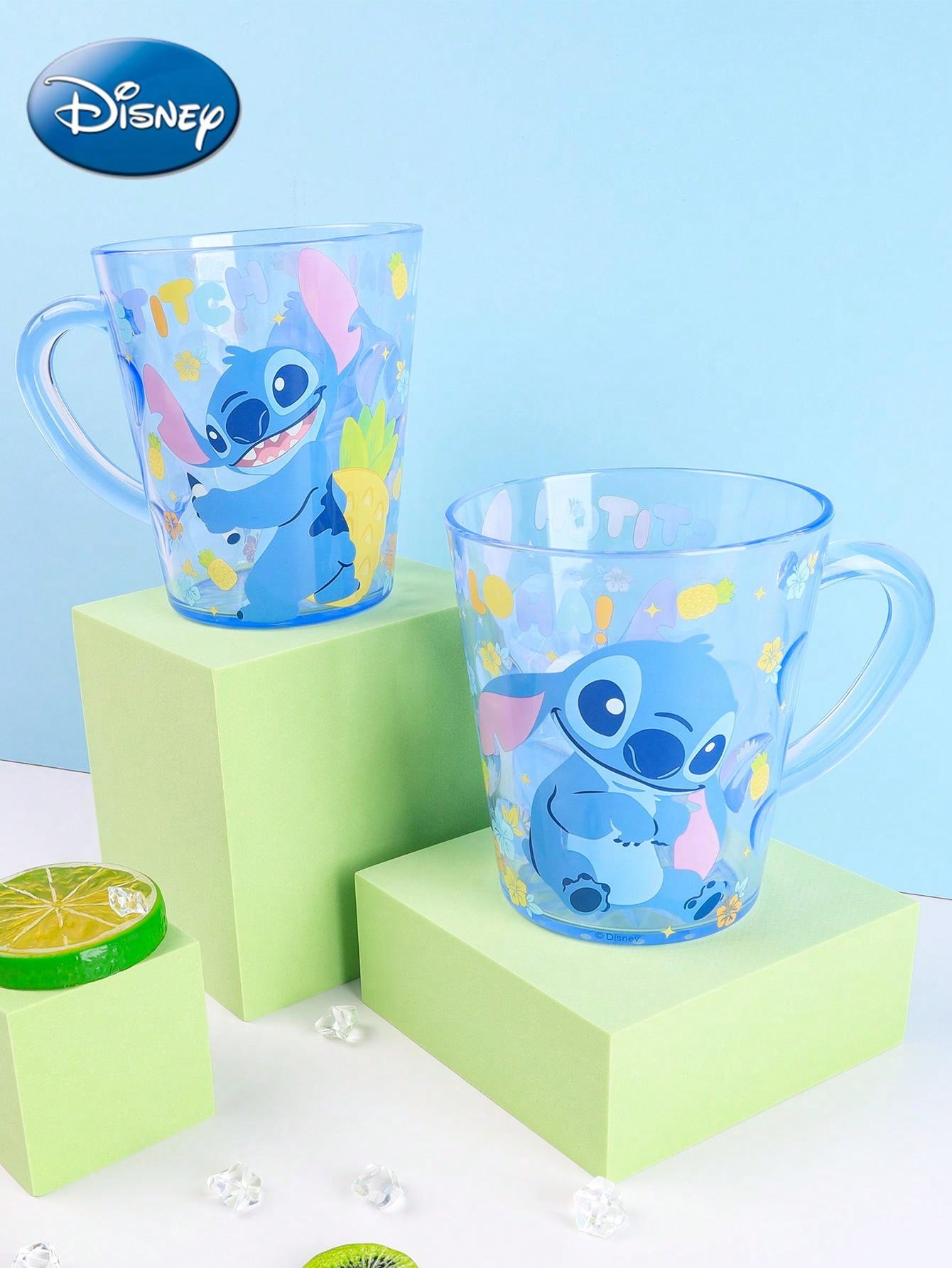 Disney 360ML Disney Officially Licensed Cute Cartoon Stitch Drop-Proof Transparent Brush Teeth Cup Household Mouthwash Cup Office Milk Coffee Tea Cup Couple Birthday Valentine's Day Gift Home Best Choice