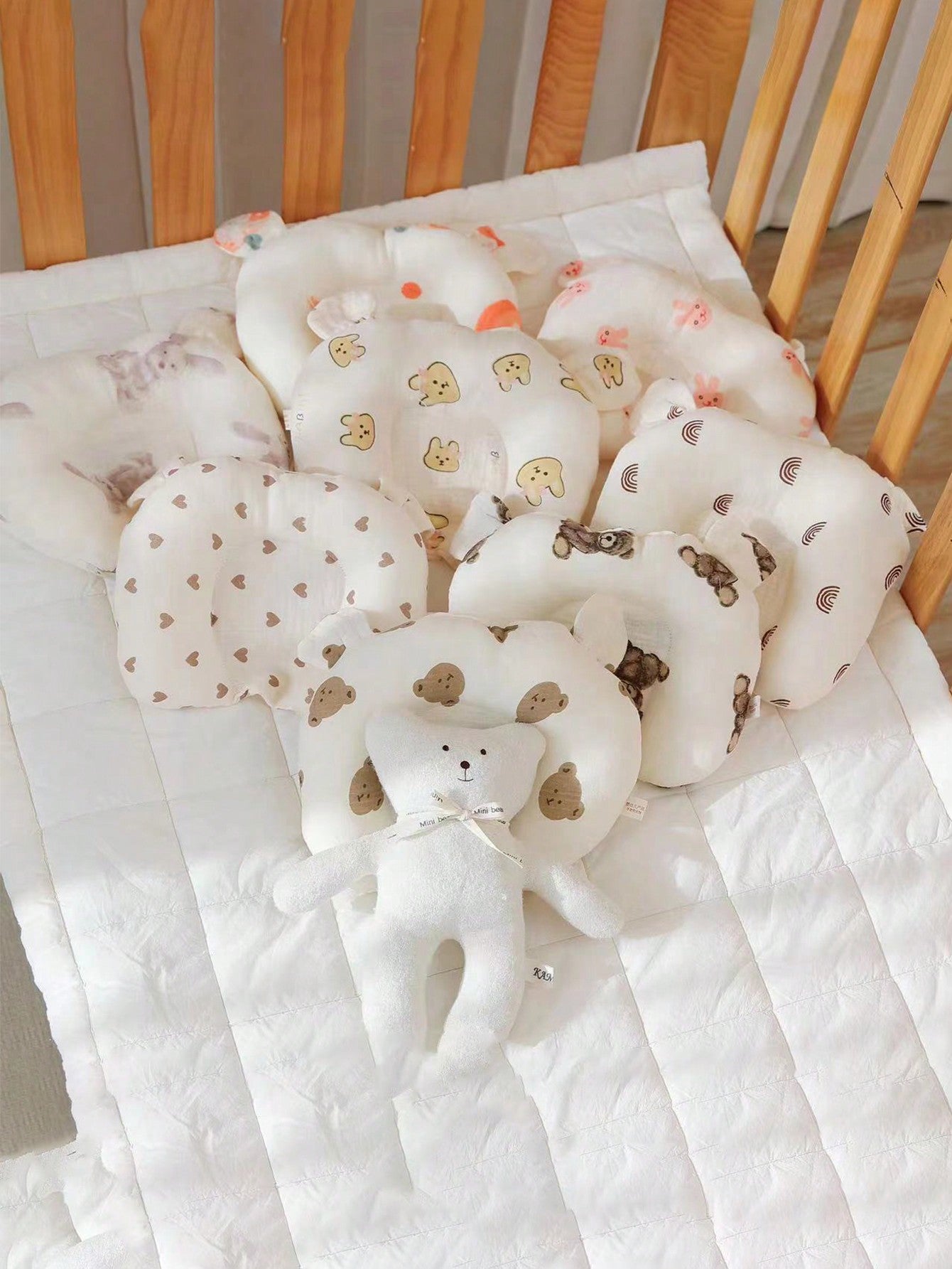 Newborn Baby Pillow With Little Bear Pattern, Seasons Breathable