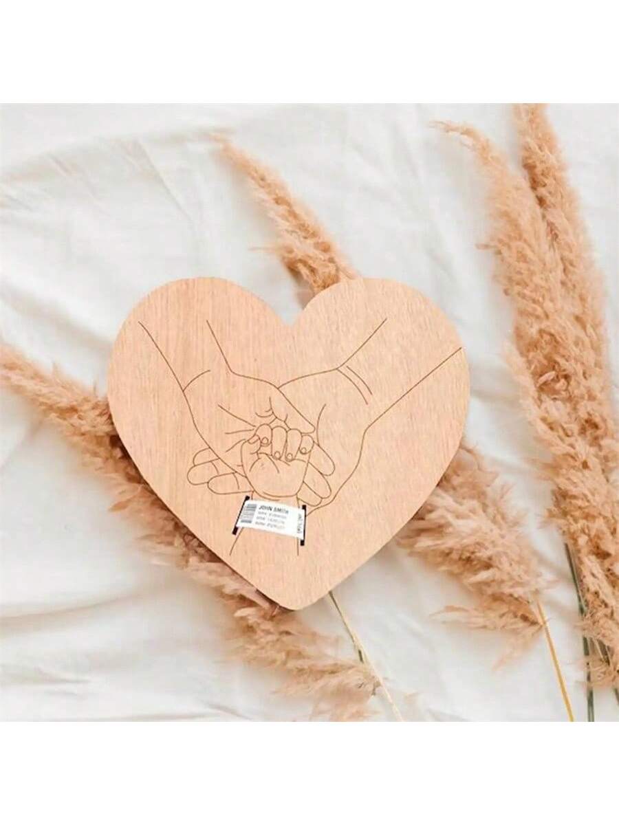 Newborn Hospital Bracelet Engraved Keepsake Holder, Personalized Baby Gift,Cut Wood Fiber Board, Memorial Pregnancy Wristband For Mother's Day & Father's Day, Suitable For Ages 14 Baby Shower Family Decorations Gifts
