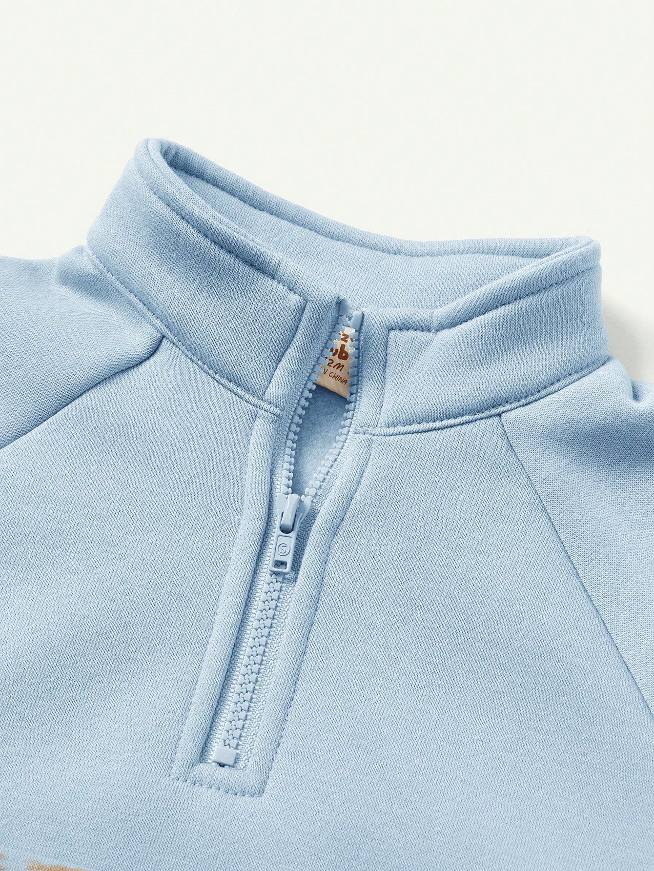Cozy Pixies 2pcs/Set Baby Boy Stand Collar Raglan Sleeve Pocket Front Solid Sweatshirt And Pants