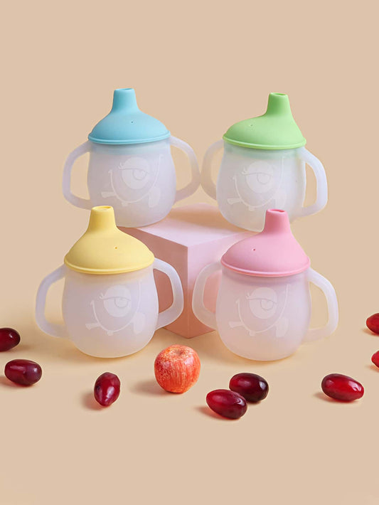 1pc Baby Silicone Water Cup Toddler Double Handle Design Baby Training Study Drink Water Cup Safe Soft Material Baby Water Cup, Practical Feeding Cup For The First Stage Of Babies