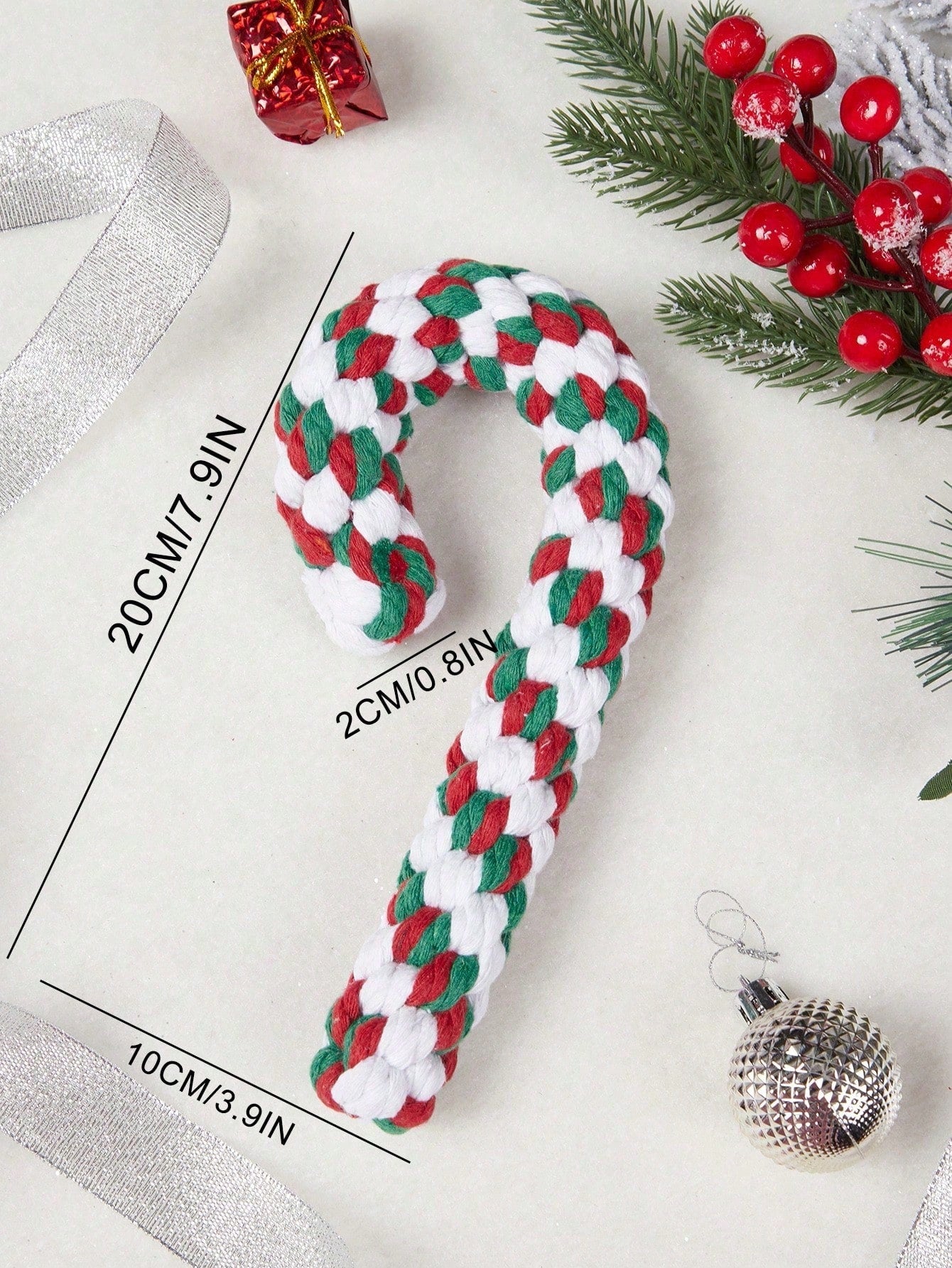 1pc Random Christmas Pet Toy, Christmas Themed Chewing Toy, Christmas Rope Toy, Christmas Gift, Durable Rope For Teeth Cleaning, Pet Teething Chew Toy, Cat Interactive Toy