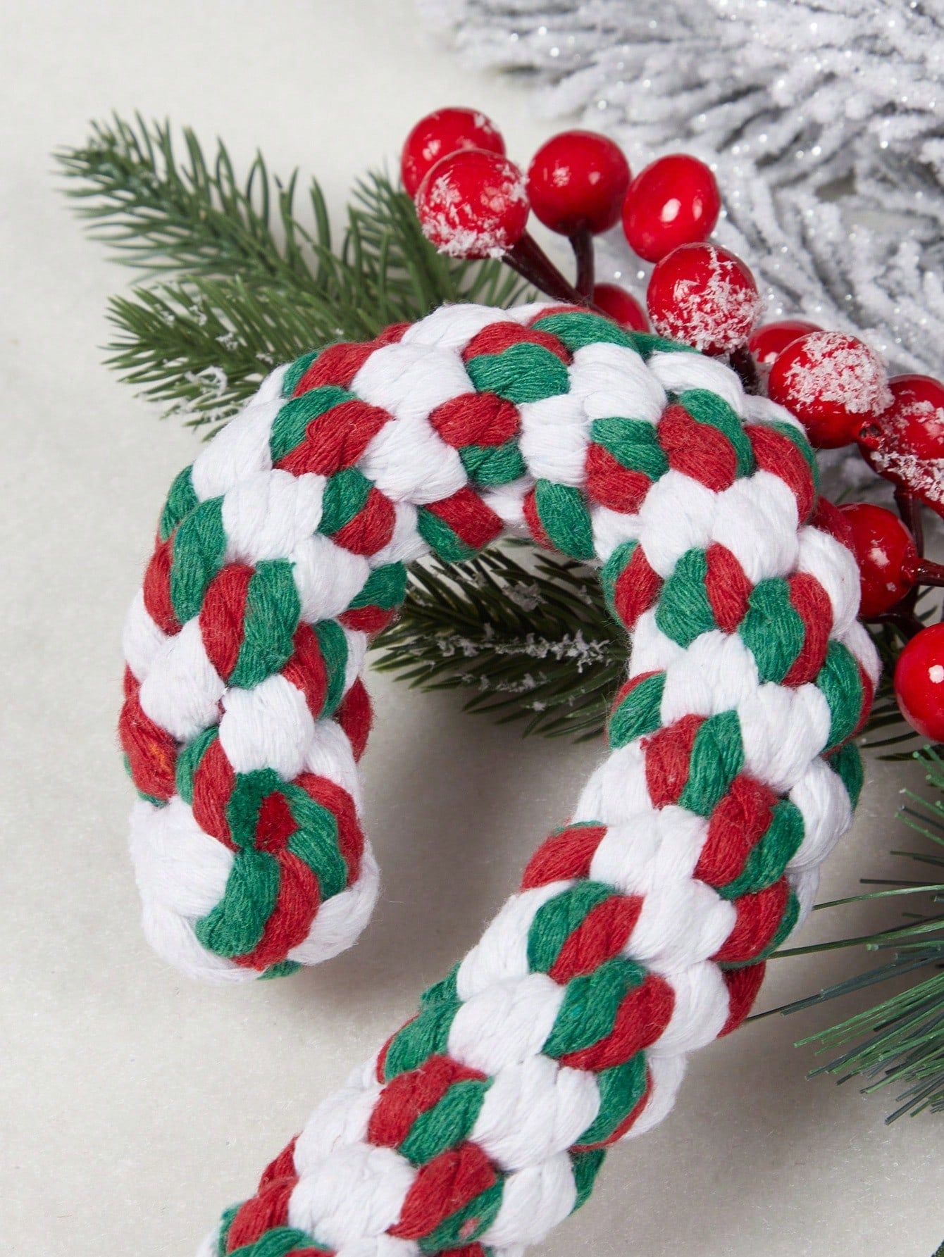 1pc Random Christmas Pet Toy, Christmas Themed Chewing Toy, Christmas Rope Toy, Christmas Gift, Durable Rope For Teeth Cleaning, Pet Teething Chew Toy, Cat Interactive Toy