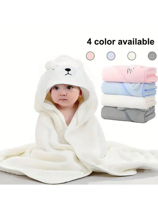 Cartoon Baby Hooded Cloak Poncho Soft Bathing Towel Infant Swaddle Blanket