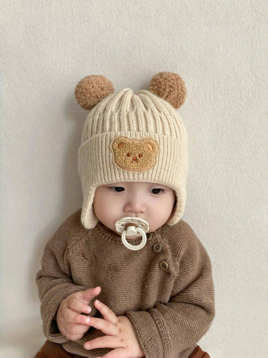 1pc Newborn Knitted Hat, Fleece Lined, Warm Winter Baby Hat