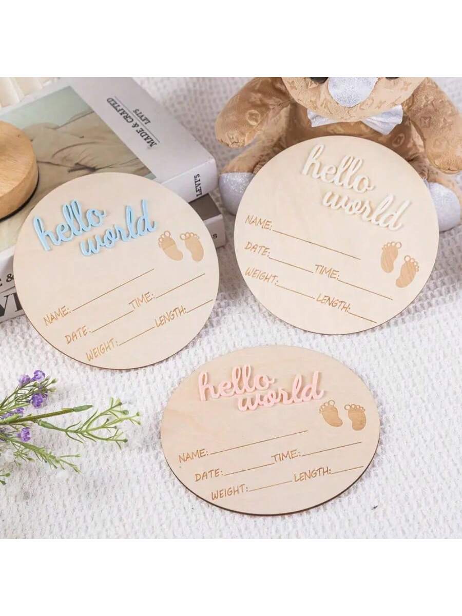 1pc Wooden Milestone Growth Chart, Baby Pregnancy & Birth Record Plaque, Photography Propsbaby Shower Family Decorations Gifts