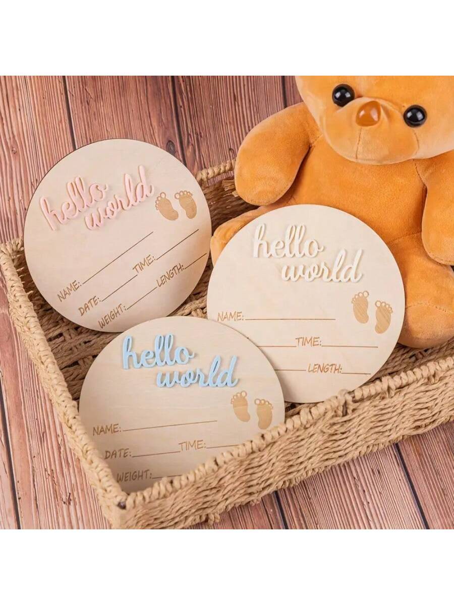 1pc Wooden Milestone Growth Chart, Baby Pregnancy & Birth Record Plaque, Photography Propsbaby Shower Family Decorations Gifts