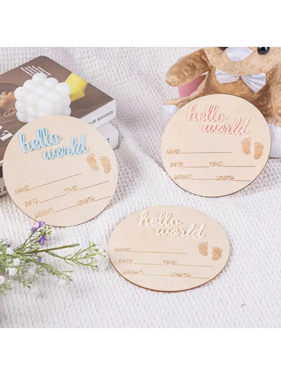 1pc Wooden Milestone Growth Chart, Baby Pregnancy & Birth Record Plaque, Photography Propsbaby Shower Family Decorations Gifts