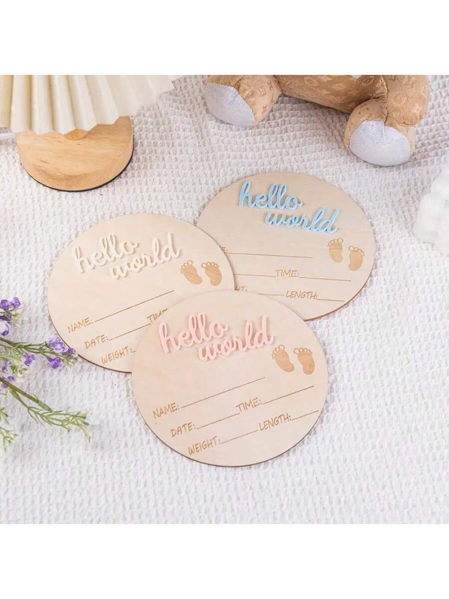 1pc Wooden Milestone Growth Chart, Baby Pregnancy & Birth Record Plaque, Photography Propsbaby Shower Family Decorations Gifts