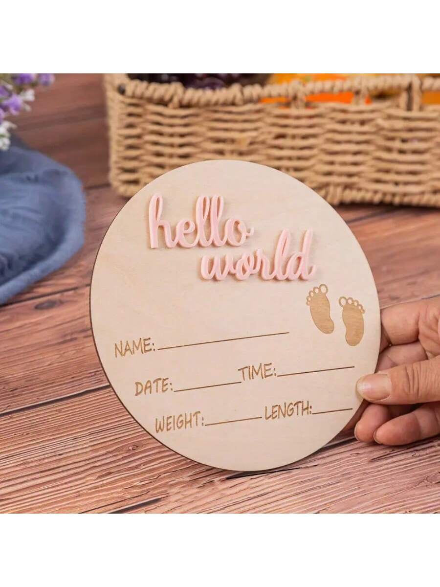 1pc Wooden Milestone Growth Chart, Baby Pregnancy & Birth Record Plaque, Photography Propsbaby Shower Family Decorations Gifts