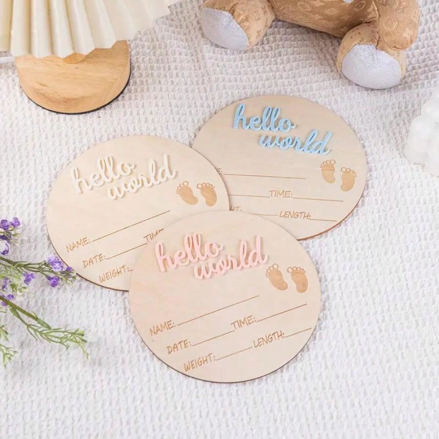 1pc Wooden Milestone Growth Chart, Baby Pregnancy & Birth Record Plaque, Photography Propsbaby Shower Family Decorations Gifts
