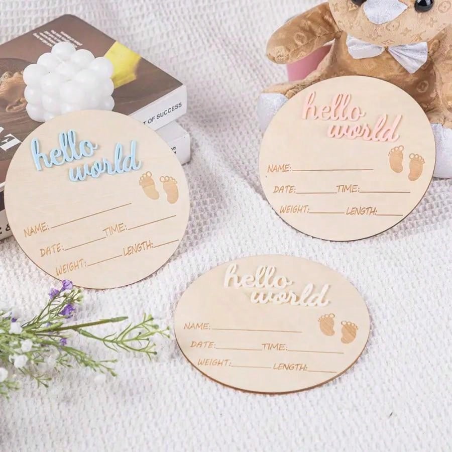 1pc Wooden Milestone Growth Chart, Baby Pregnancy & Birth Record Plaque, Photography Propsbaby Shower Family Decorations Gifts