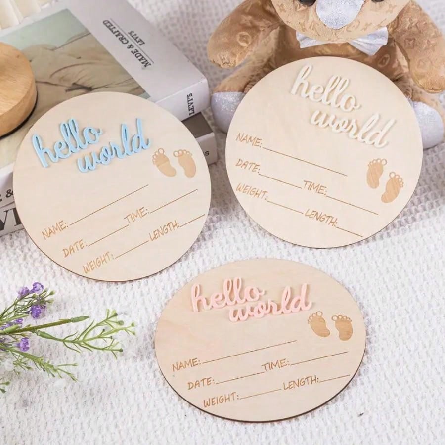 1pc Wooden Milestone Growth Chart, Baby Pregnancy & Birth Record Plaque, Photography Propsbaby Shower Family Decorations Gifts