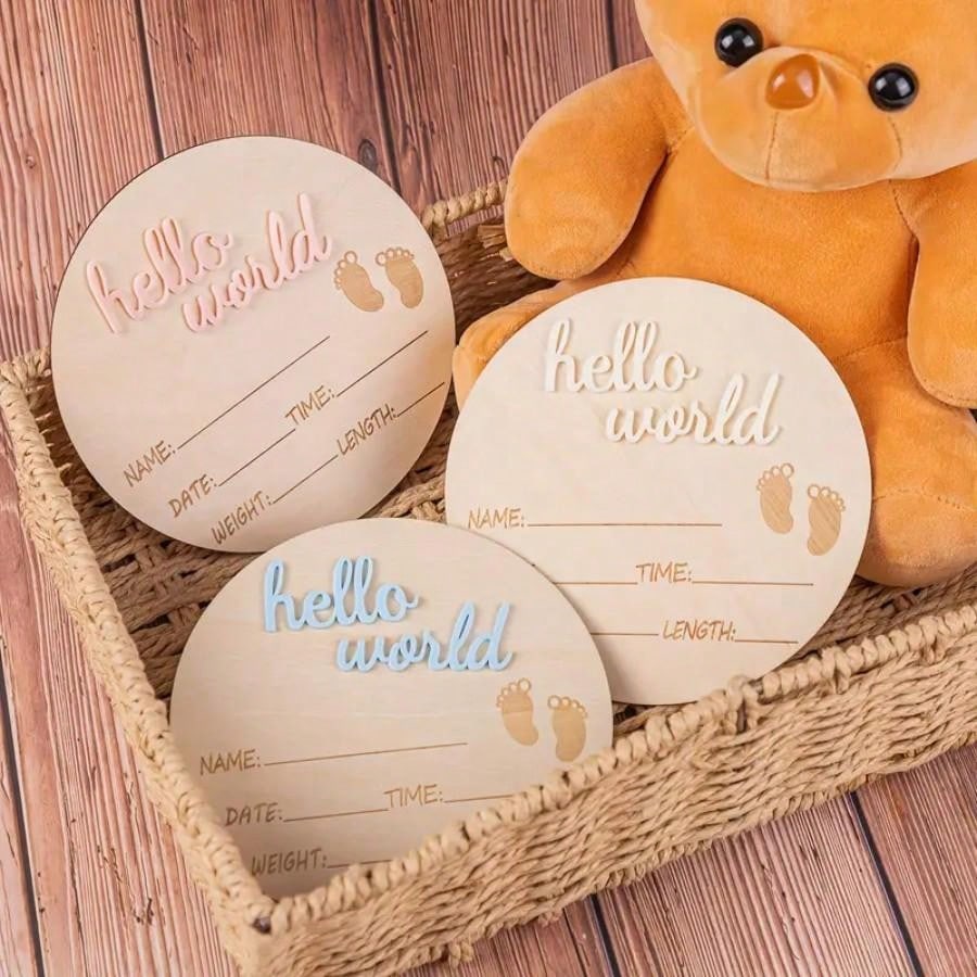 1pc Wooden Milestone Growth Chart, Baby Pregnancy & Birth Record Plaque, Photography Propsbaby Shower Family Decorations Gifts