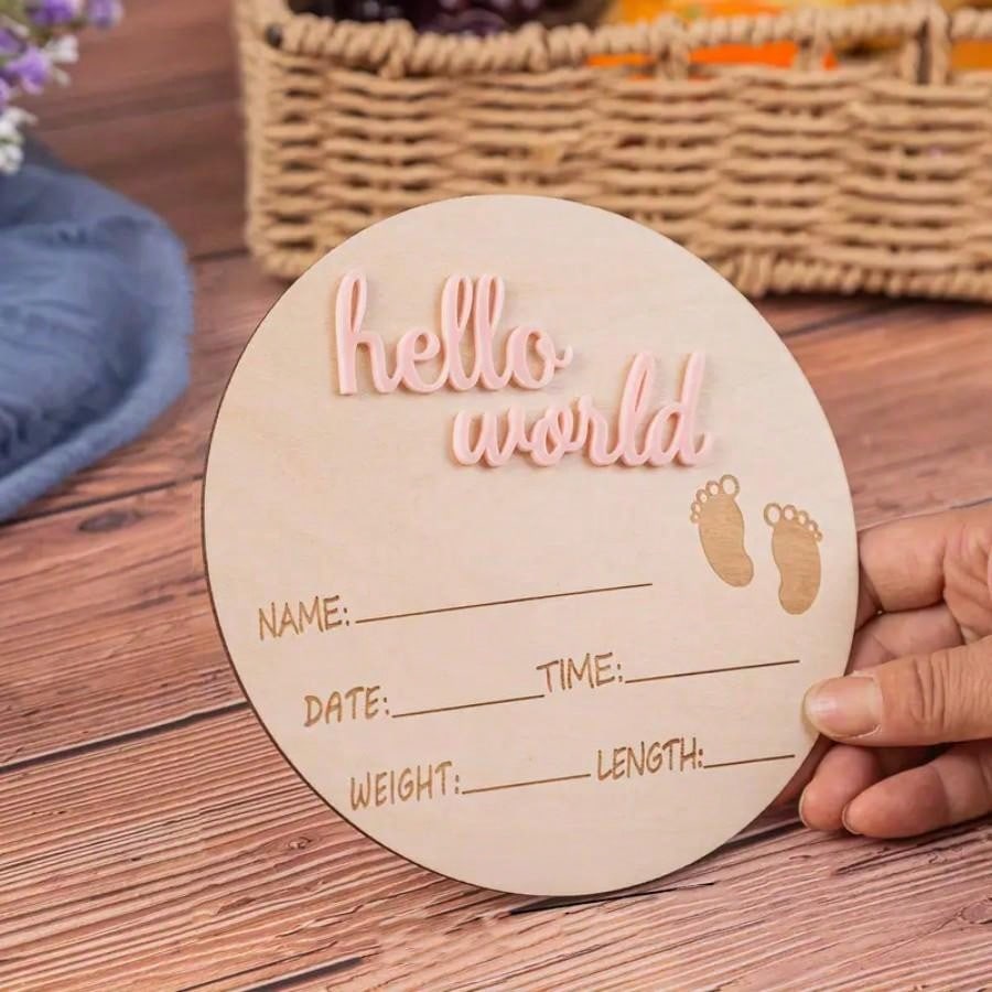 1pc Wooden Milestone Growth Chart, Baby Pregnancy & Birth Record Plaque, Photography Propsbaby Shower Family Decorations Gifts