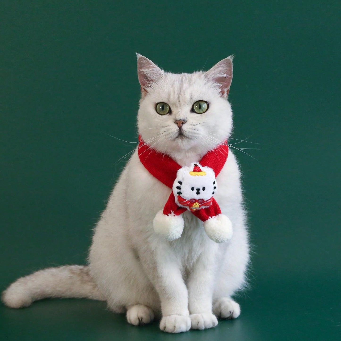 Red Pet Scarf With Cartoon Christmas Tree, Suitable For Cats And Small Dogs, Knitted Neck Warmer Accessory, Photography Prop