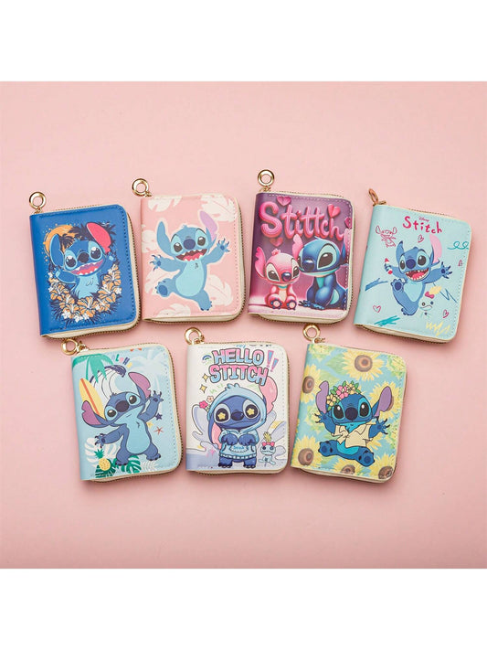 AOGER New Stitch Theme Credit Card Holder Travel Wallet Halloween Christmas Gift Card Pouch Mini Zipper Cartoon Purse Student ID Card Case For Travel Storage Bag,Makeup Bag,Cosmetic Bag,Vacation Organizer,Large Capacity Makeup Organizer Makeup Case, For