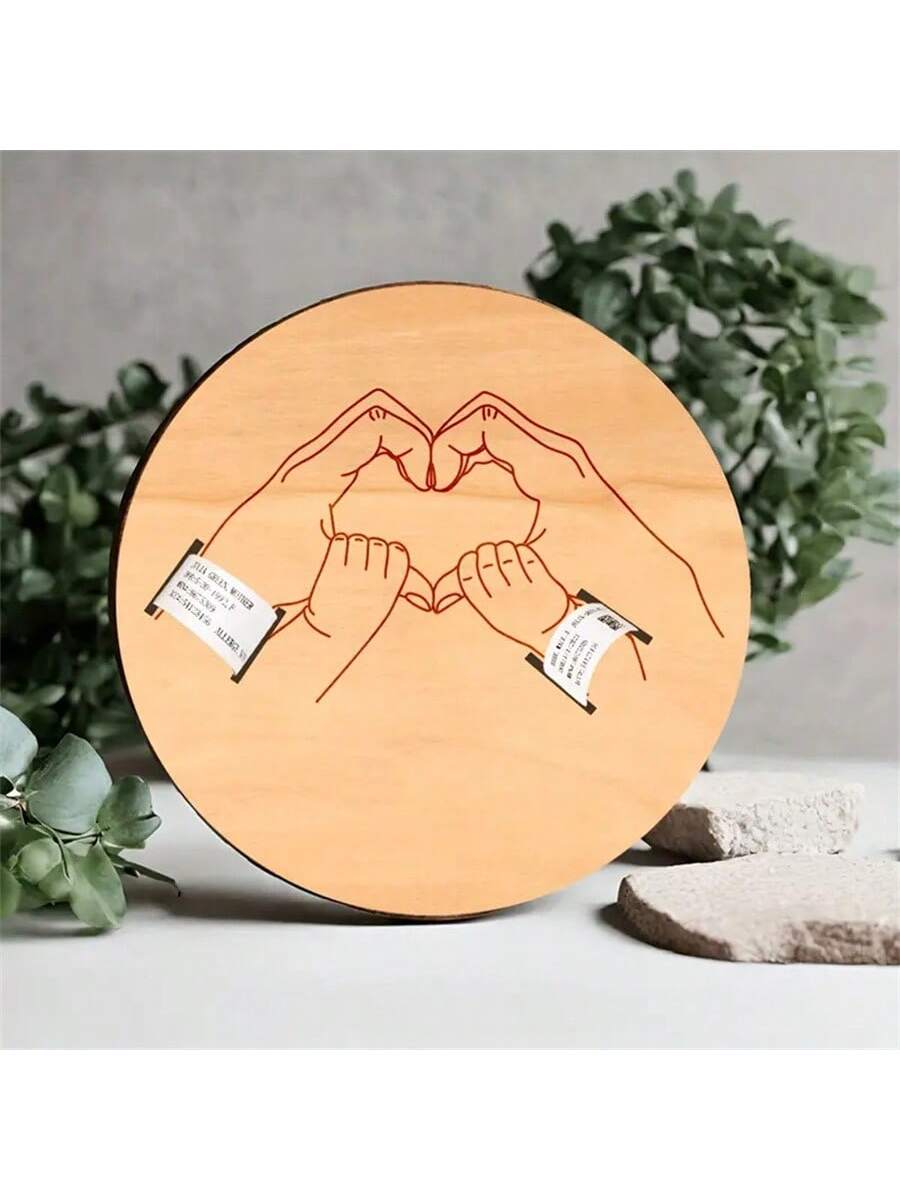 Newborn Hospital Bracelet Engraved Keepsake Holder, Personalized Baby Gift,Cut Wood Fiber Board, Memorial Pregnancy Wristband For Mother's Day & Father's Day, Suitable For Ages 14 Baby Shower Family Decorations Gifts