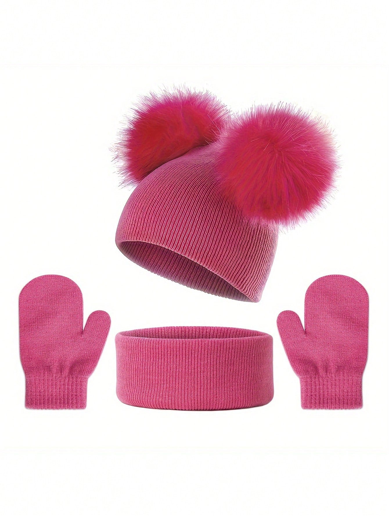 3pcs/Set Children Knit Winter Hat, Scarf & Gloves Set - Suitable For Daily Wear, Boys & Girls