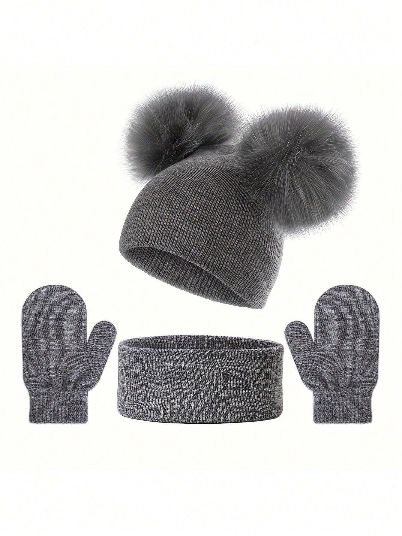 3pcs/Set Children Knit Winter Hat, Scarf & Gloves Set - Suitable For Daily Wear, Boys & Girls