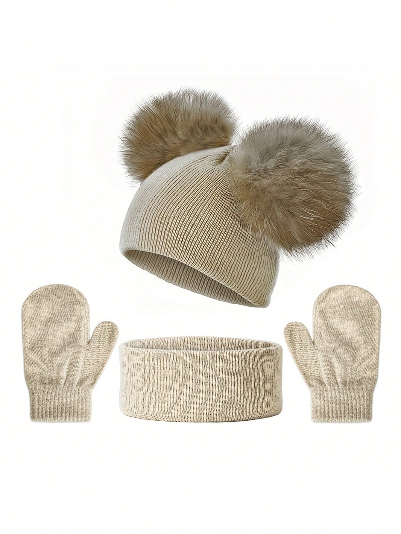 3pcs/Set Children Knit Winter Hat, Scarf & Gloves Set - Suitable For Daily Wear, Boys & Girls