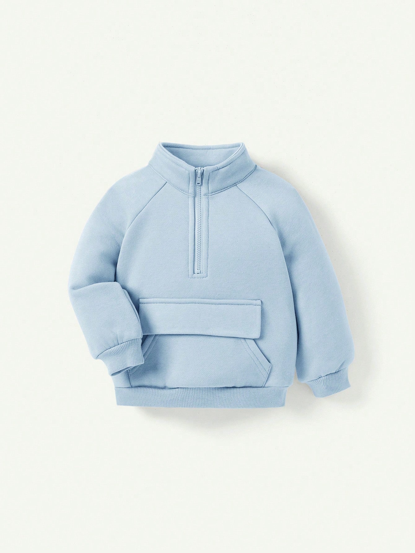 Cozy Pixies 2pcs/Set Baby Boy Stand Collar Raglan Sleeve Pocket Front Solid Sweatshirt And Pants