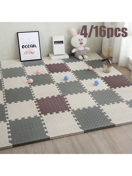 4/16pcs Foam Mat(Borderless Strip) Puzzle Mat Home Exercise Equipment Floor Mat Splicing Foam Mat Bedroom Tatami Thickened Anti-Skid Puzzle Mat Crawl Pads Size(30*30*1cm) Premium Foam Panel Mat ,Room Decor