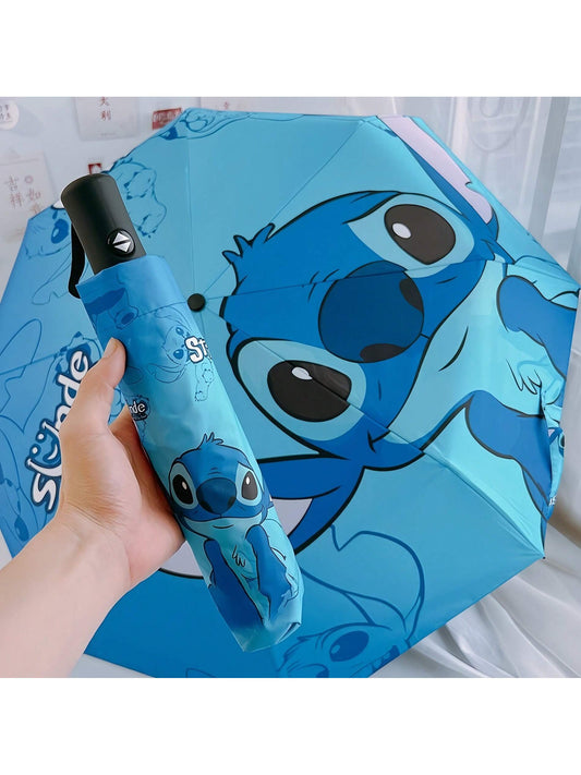 AOGER Stitch Cartoon Umbrella Cute Small UV Protection Umbrella Durable Rainproof Canopy - Automatic Opening, Foldable Design, Suitable For Sun And Rain Travel, Party, Birthday And Festival Ideal Choice - 1pc