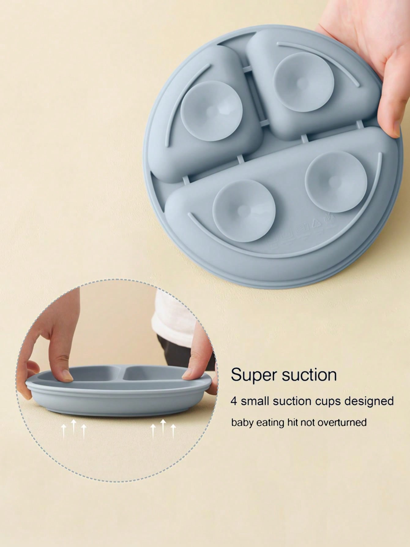 PopLittleOne 5PCS Baby Silicone Tableware Sets Adjustable Bib Suction Plate Bowl Soft Spoon Fork Non-Slip Food Storage Feeding Training Dinner Set