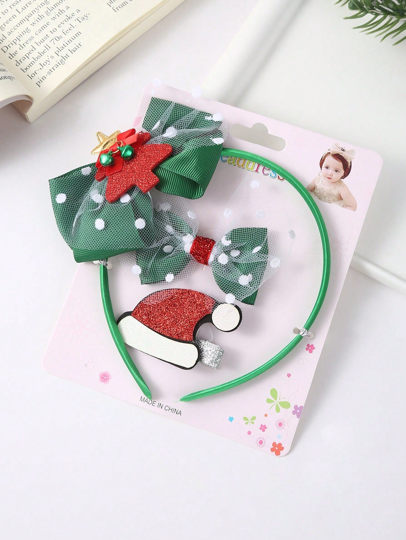 3pcs/Set Girls Christmas Hair Accessories - Cute Bow, Santa Claus, Snowman And Tree Patterns | Made Of Polyester And Iron | Perfect Holiday Gift