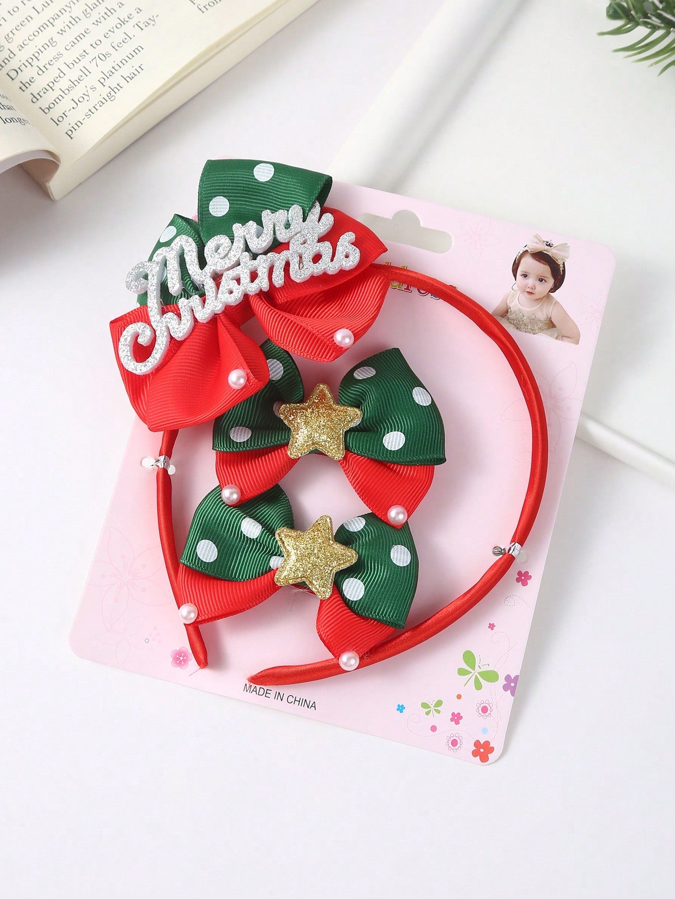 3pcs/Set Girls Christmas Hair Accessories - Cute Bow, Santa Claus, Snowman And Tree Patterns | Made Of Polyester And Iron | Perfect Holiday Gift