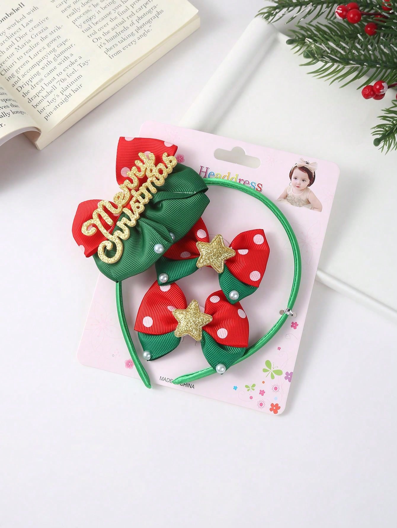 3pcs/Set Girls Christmas Hair Accessories - Cute Bow, Santa Claus, Snowman And Tree Patterns | Made Of Polyester And Iron | Perfect Holiday Gift
