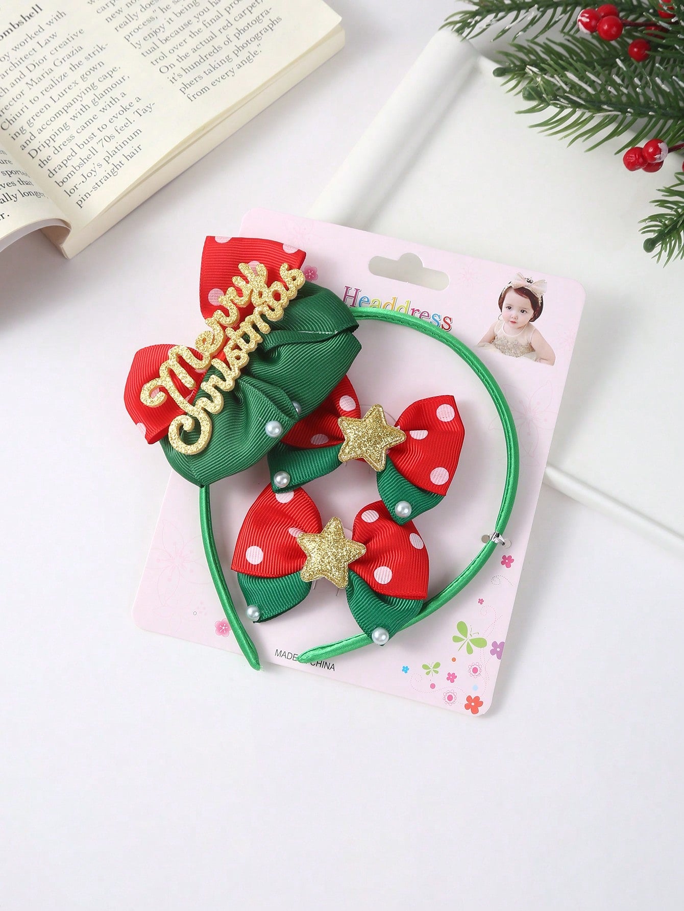 3pcs/Set Girls Christmas Hair Accessories - Cute Bow, Santa Claus, Snowman And Tree Patterns | Made Of Polyester And Iron | Perfect Holiday Gift
