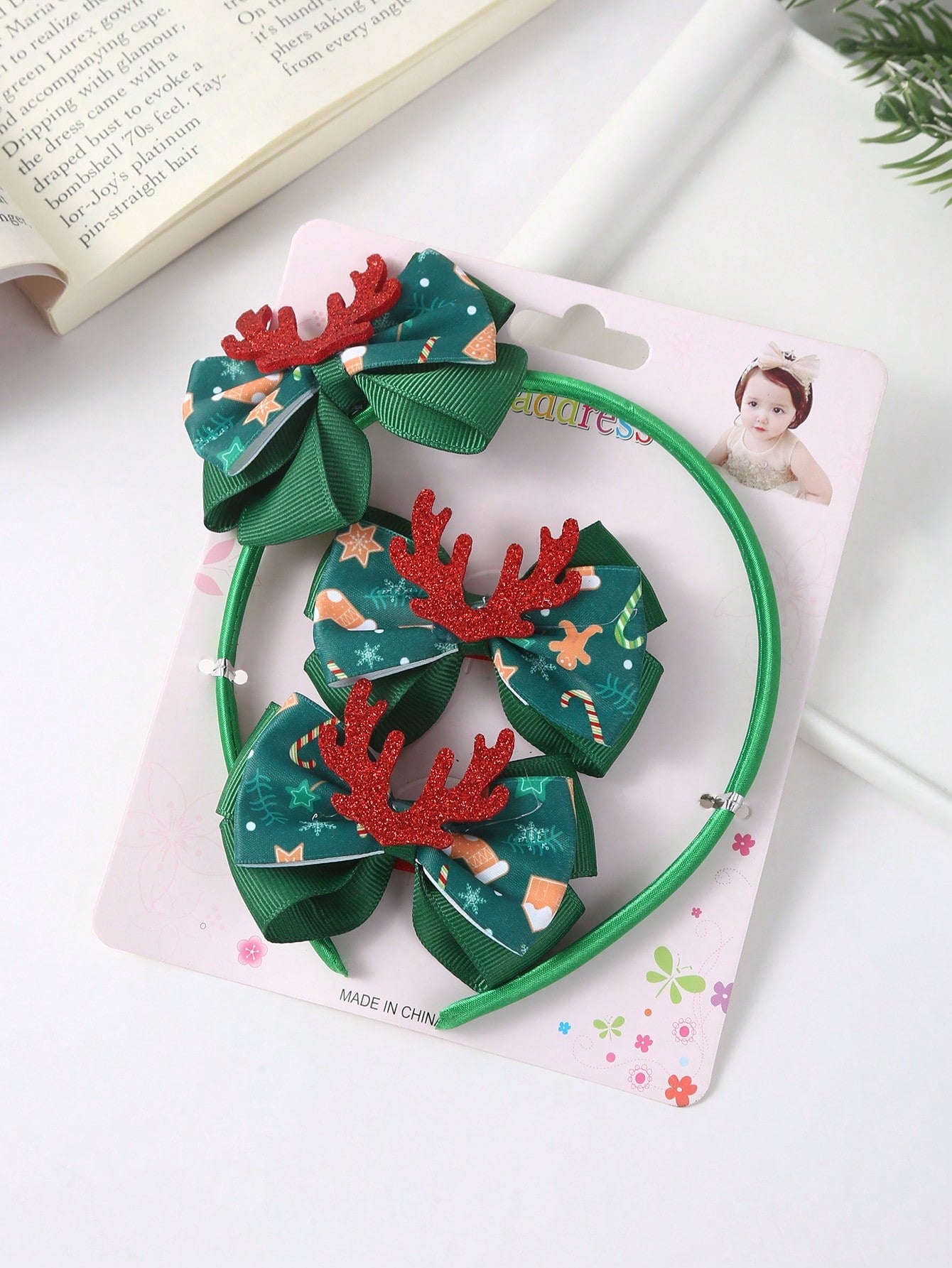 3pcs/Set Girls Christmas Hair Accessories - Cute Bow, Santa Claus, Snowman And Tree Patterns | Made Of Polyester And Iron | Perfect Holiday Gift
