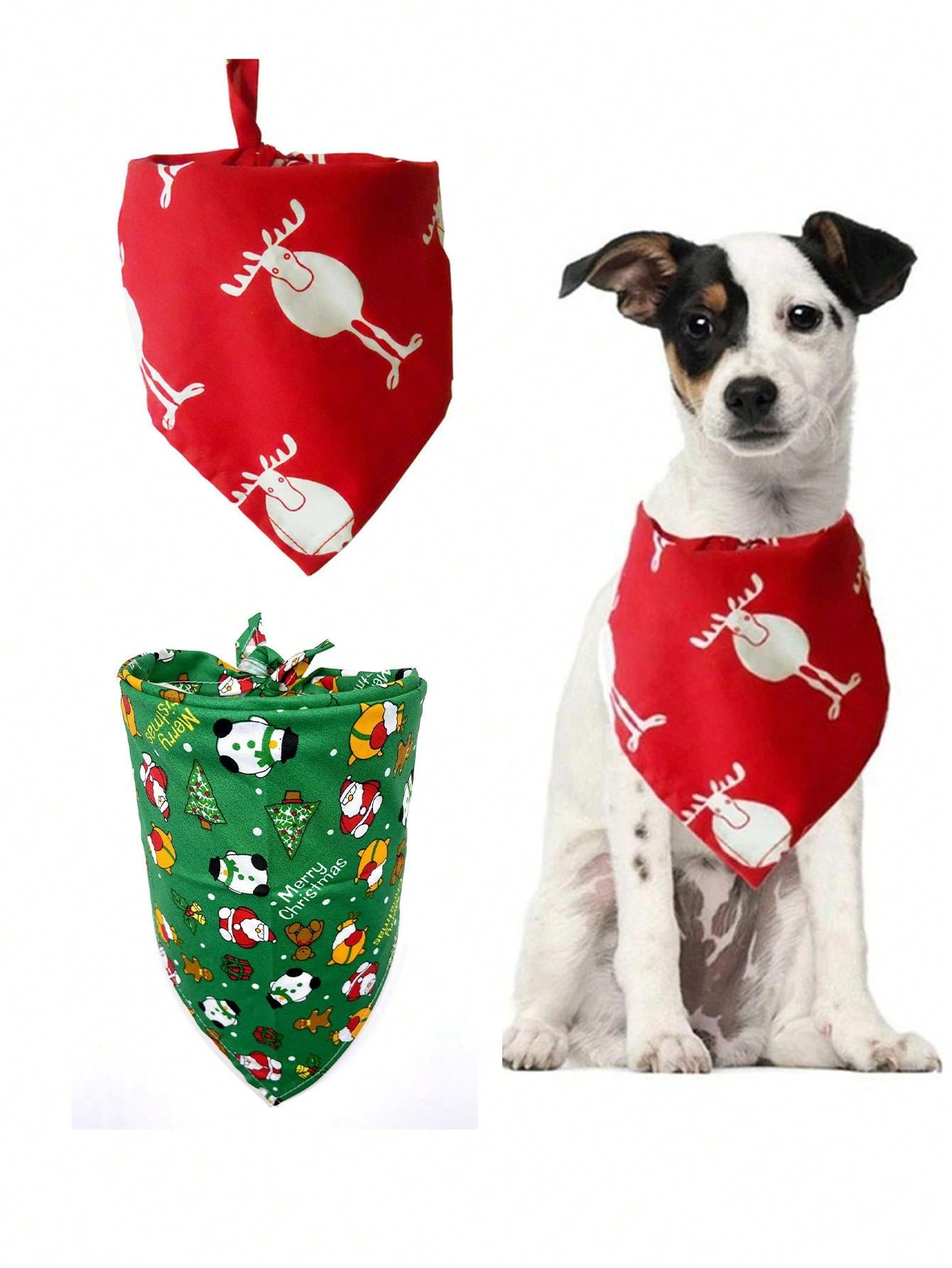 Dog And Cat Christmas Dress Up Bib Triangle Scarf Pet Neck Scarf Dog Saliva Towel Christmas Dog Bandanas Pet Supplies