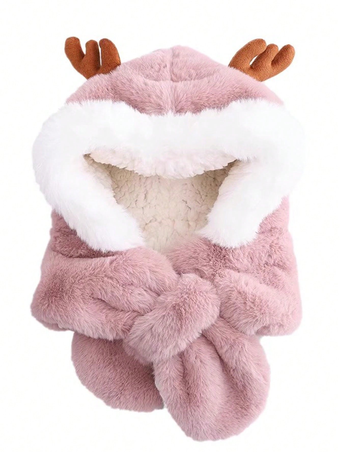 New Winter Deer Antler Hat, Cute Deer Antler Design, Hat And Scarf Integrated Set, Suitable For Autumn & Winter Everyday Wear, Deer Antlers Are Popular In Halloween And Christmas, Thickened And Warm Infant Hat, Windproof Fuzzy Hat For Boys And Girls