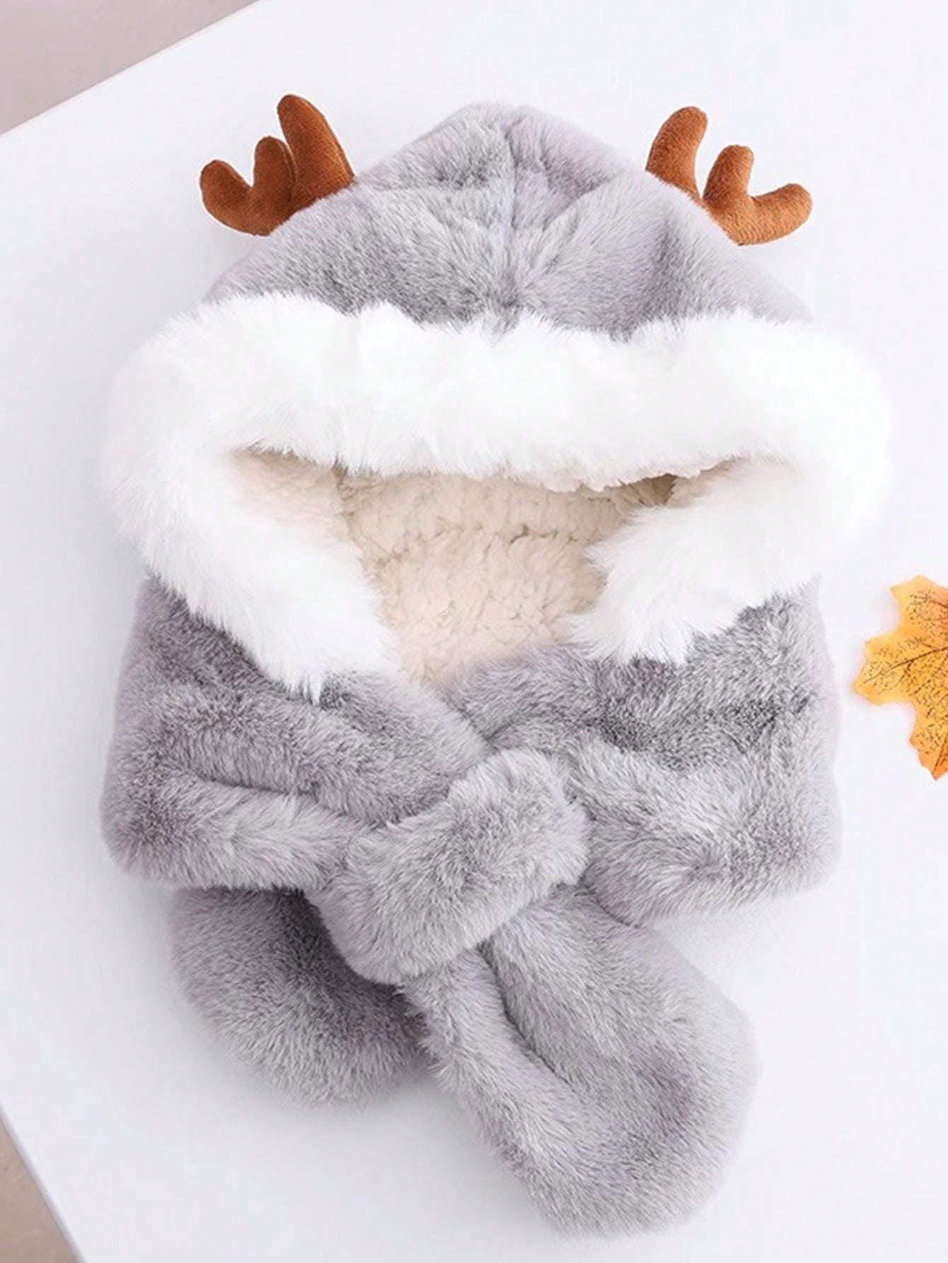 New Winter Deer Antler Hat, Cute Deer Antler Design, Hat And Scarf Integrated Set, Suitable For Autumn & Winter Everyday Wear, Deer Antlers Are Popular In Halloween And Christmas, Thickened And Warm Infant Hat, Windproof Fuzzy Hat For Boys And Girls