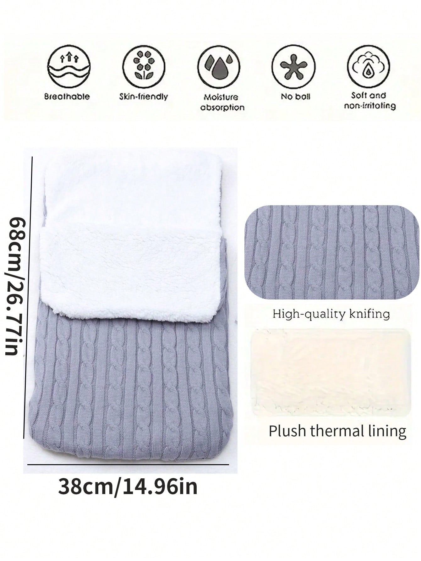 1pc Plush Sleeping Bag, Thick Knitted Warm Sleeping Bag, Winter Baby Outdoor Warm, Newborn Bathing Party Gift, Thanksgiving Gift, Suitable For Babies Under 66cm Height