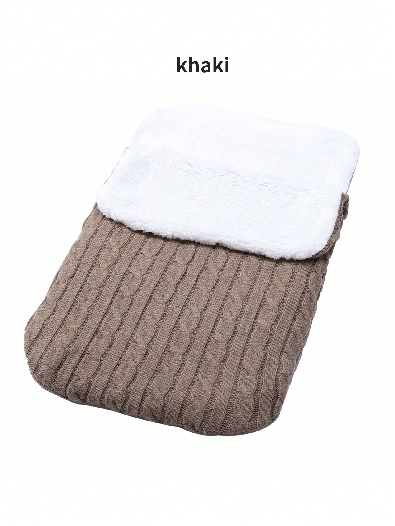 1pc Plush Sleeping Bag, Thick Knitted Warm Sleeping Bag, Winter Baby Outdoor Warm, Newborn Bathing Party Gift, Thanksgiving Gift, Suitable For Babies Under 66cm Height