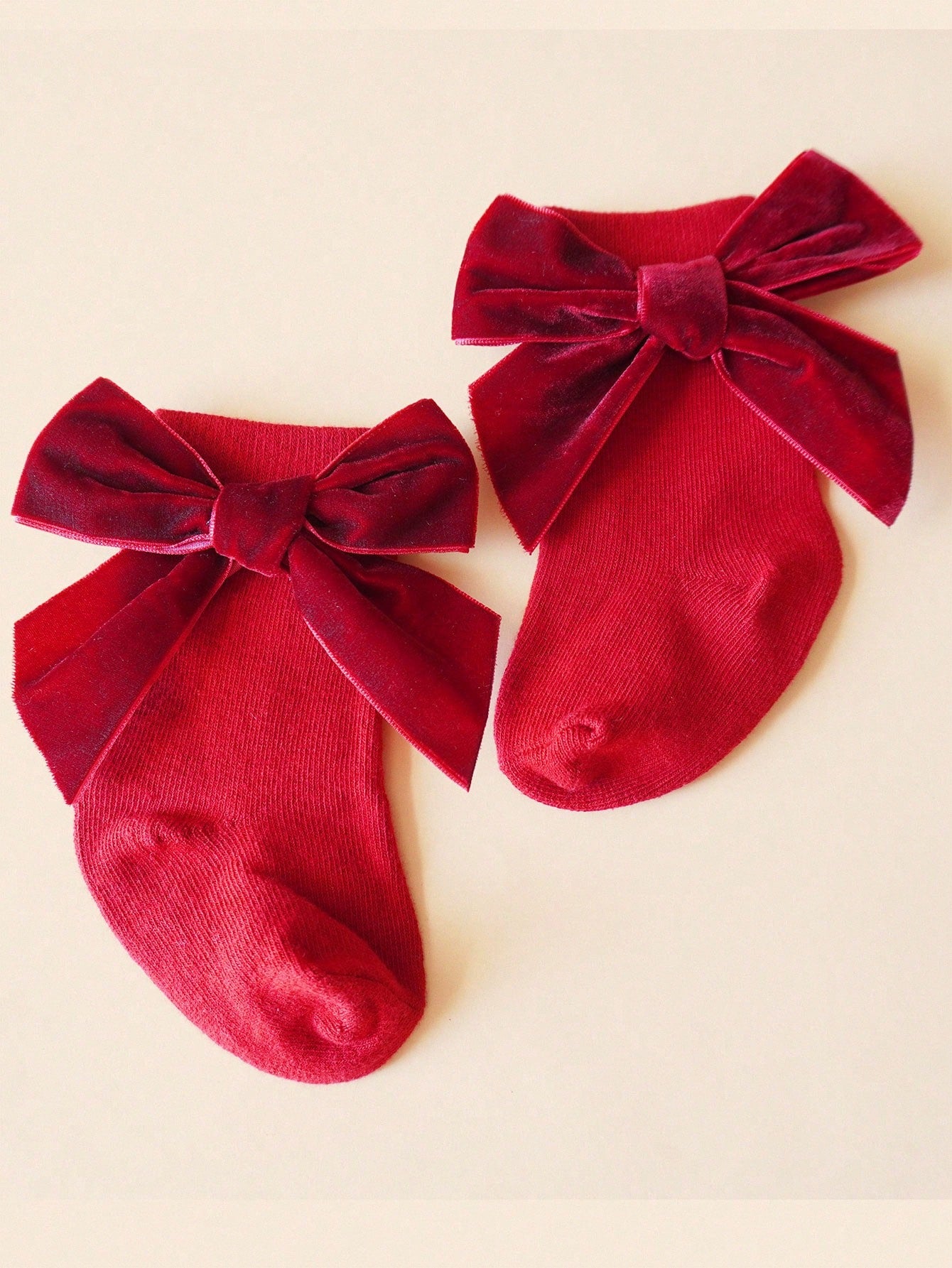 2Pairs/Lot Baby Girls Bows Short Socks Cute Soft Kids Short Sock Children Floor Solid Princess Style Socken Christmas StocksFor 0-3Years Red Green