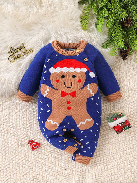 Infant Boys Cute Cartoon Christmas Holiday Knitted Romper