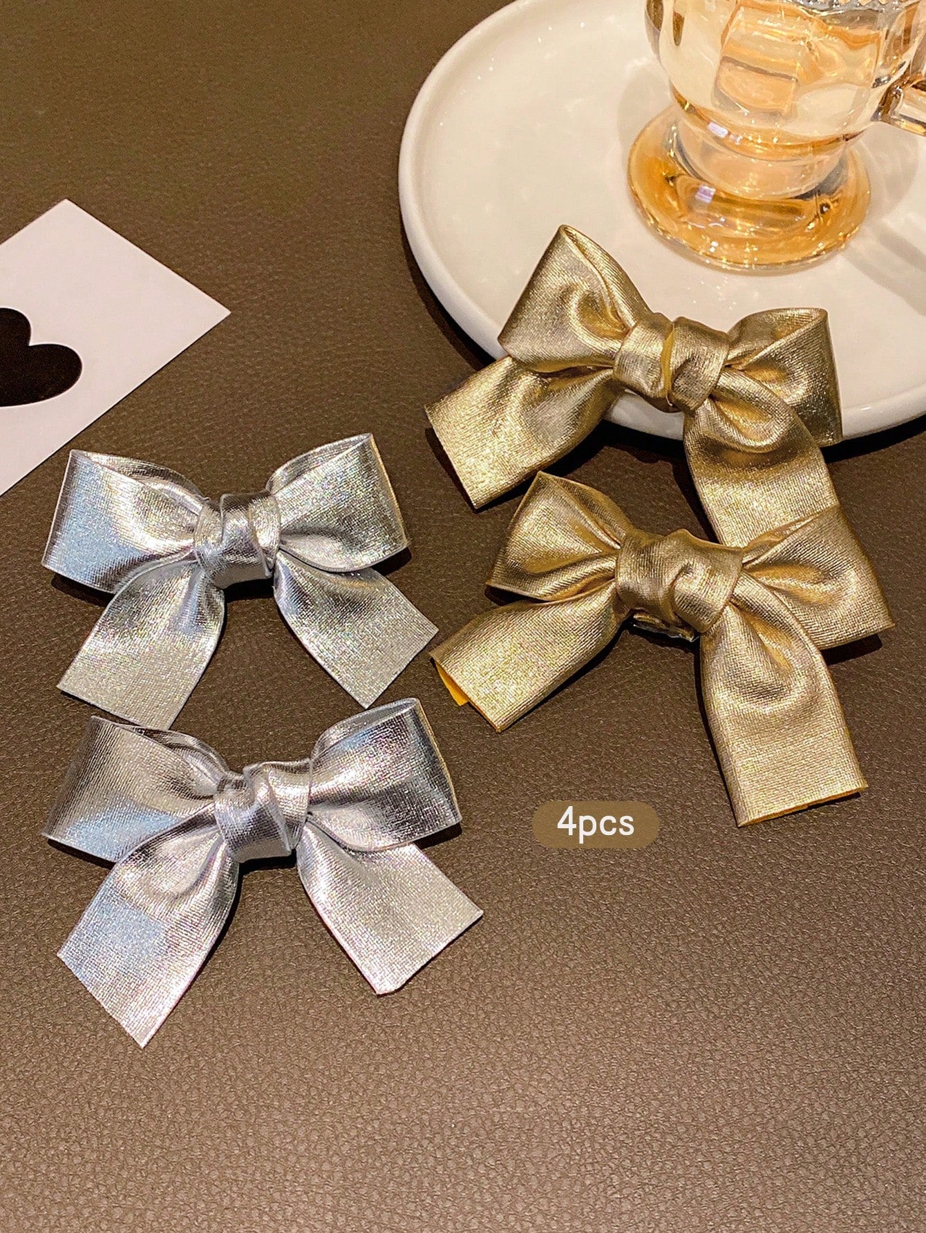 4pcs Fashion Bowknot Hair Clips, Cute & Sweet Korean Style Casual Daily Hair Accessories